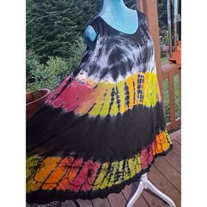 Women Clothing Tie Dye Sundress Summer Beach Sun Dress Navy Blue Pink PLUS Size